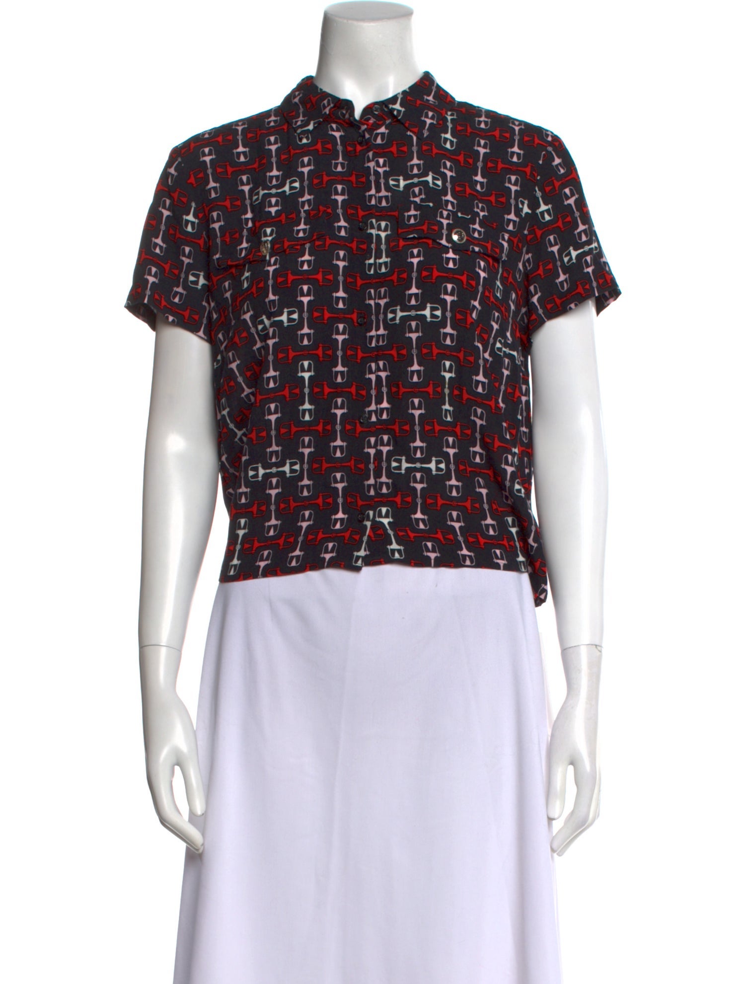 Maje Printed Mock Neck Top